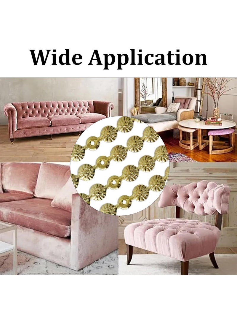 10Pcs 1 Meter Upholstery Tacks Strips, Decorative Nail Strips Trim for Sofa, Headboard, Chair Furniture with Single Tacks (D11mm Gold Flower) - Image 5